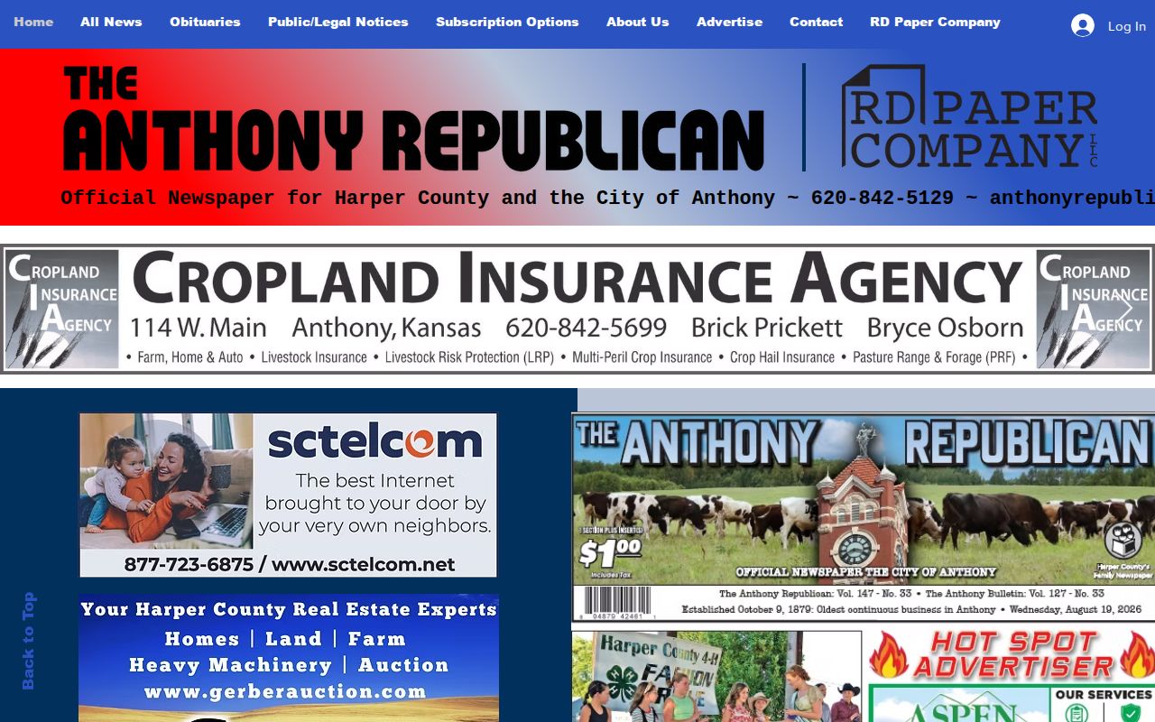 Anthony Republican source for Harper County crime news records
